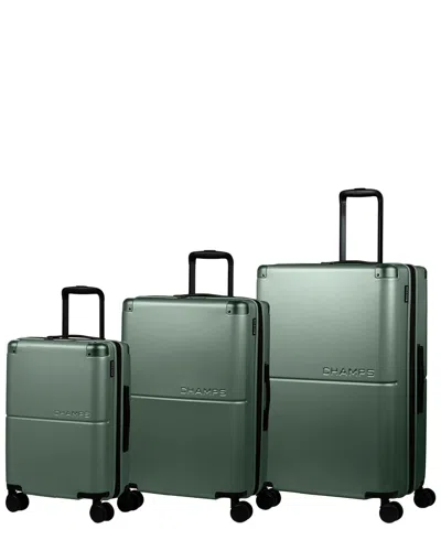 Champs Earth 3pc Expandable Luggage Set In Green