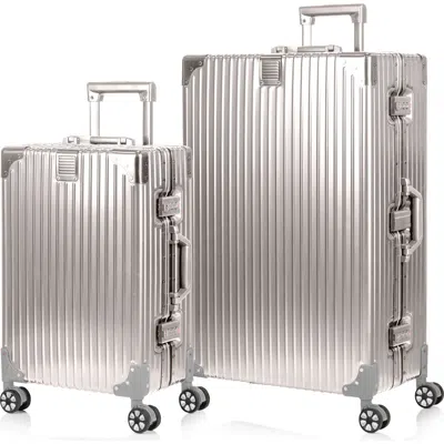 Champs Elite 2-piece Hardside Spinner Luggage Set In Silver