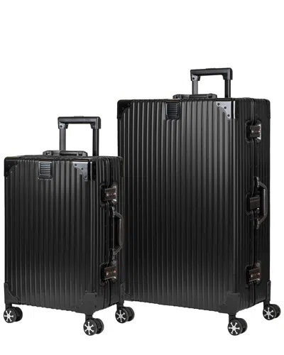 Champs Elite Aluminum 2pc Luggage Set In Black
