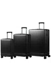 Champs Fresh Ii 3pc Expandable Luggage Set In Black