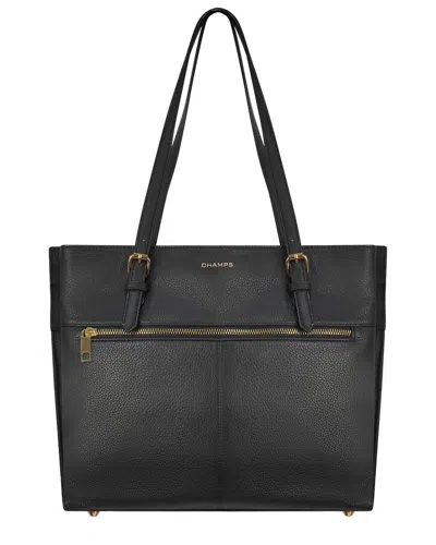 Champs Gala Leather Tote In Black