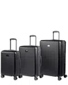 Champs Iconic Ii 3pc Expandable Luggage Set In Black