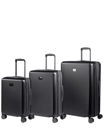 Champs Iconic Ii 3pc Expandable Luggage Set In Black