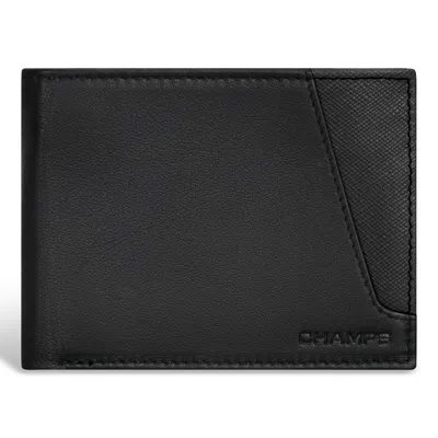 Champs Iconic / Leather Top Wing Wallet In Black