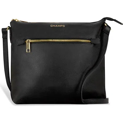 Champs Leather Crossbody Bag In Black