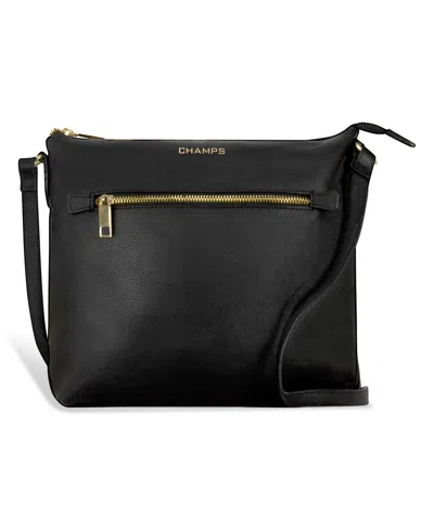 Champs Leather Crossbody Bag In Black