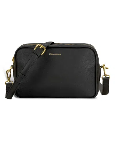 Champs Leather Double-zip Shoulder Bag In Black