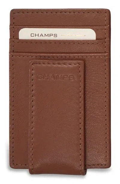 Champs Leather Magnetic Rfid Card Case In Brown