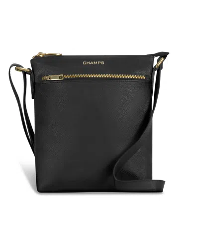 Champs Leather Mini Crossbody Bag In Black