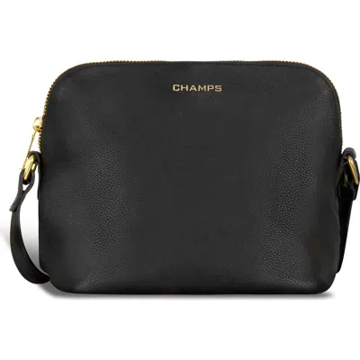 Champs Leather Top Zip Crossbody Bag In Black