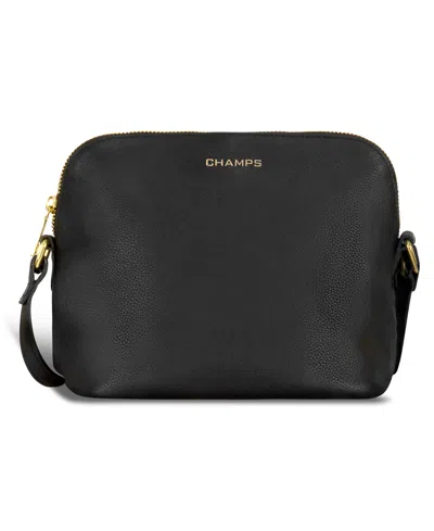 Champs Leather Top-zip Shoulder Bag In Black