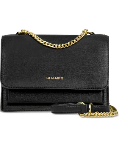 Champs Leather Travel Clutch Shoulder Bag In Black