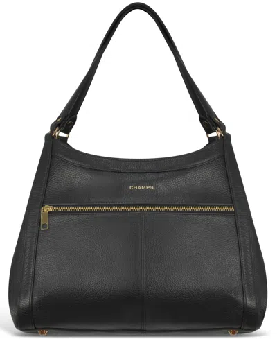 Champs Leather Travel Hobo Bag In Black