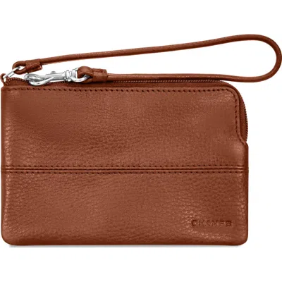 Champs Leather Travel Sling Wristlet In Brown