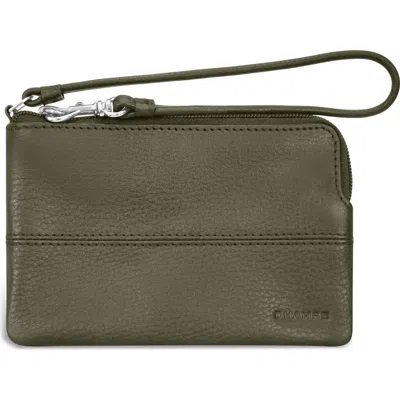 Champs Leather Travel Sling Wristlet In Khaki