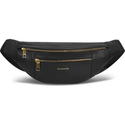 Champs Leather Waist Pack In Black
