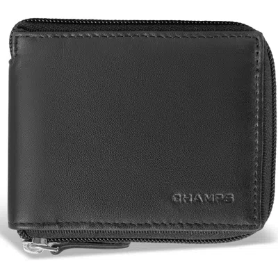 Champs Leather Zip Around Wallet In Black