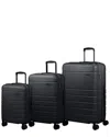 Champs Linen 3pc Expandable Luggage Set In Black