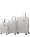 Champs Linen 3pc Expandable Luggage Set In White