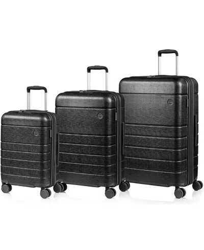 Champs Linen Ii 3-pc. Hardside Expandable Luggage Set In Black