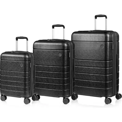 Champs Linen Ii 3-piece Hardside Luggage Set In Black