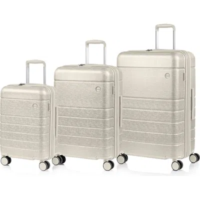 Champs Linen Ii 3-piece Hardside Luggage Set In Ivory