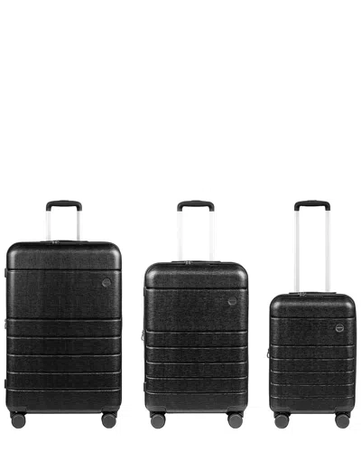 Champs Linen Ii Expandable 3pc Trolley Set In Black