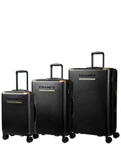 Champs Luxe Ii 3pc Expandable Luggage Set In Black