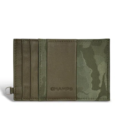 Champs Men's Camo Collection Leather Slim Cardholder In Green