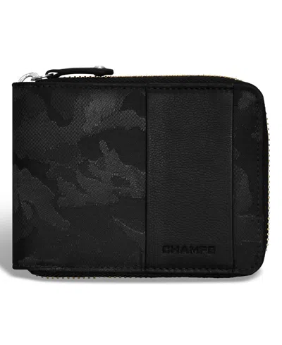 Champs Men's Camo Collection Leather Zip Around Wallet In Black