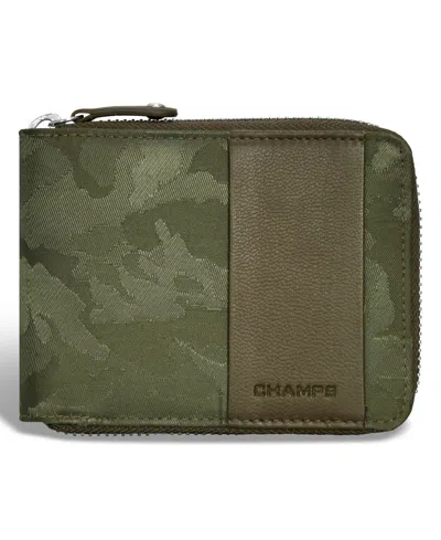 Champs Men's Camo Collection Leather Zip Around Wallet In Green