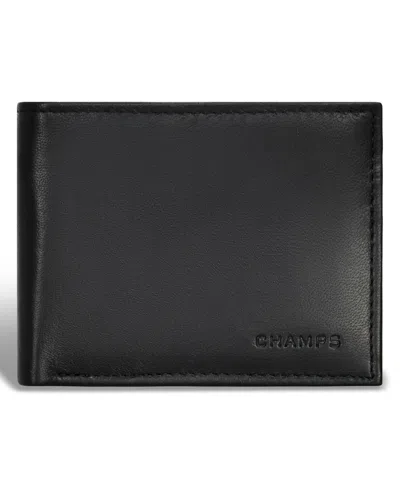 Champs Men's Classic Collection Leather Center-wing Wallet In Black