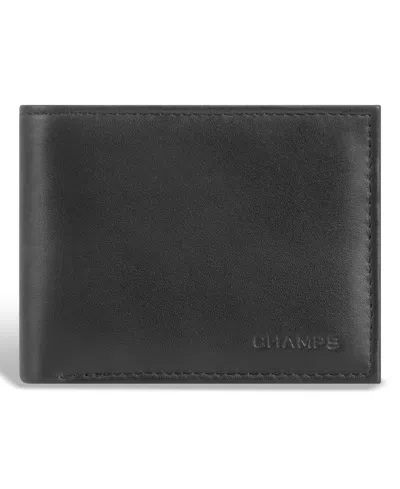 Champs Men's Classic Collection Leather Multi-wing Card Wallet In Black