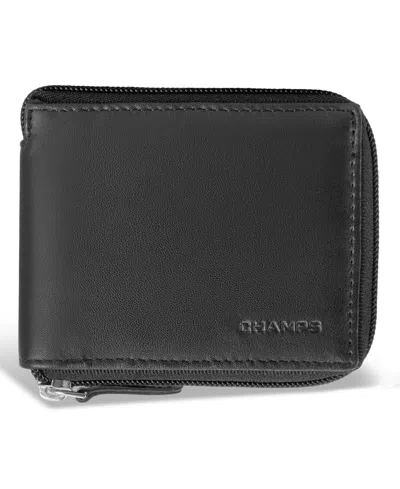 Champs Men's Classic Collection Leather Zip-around Wallet In Black