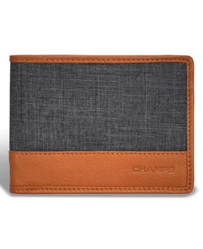 Champs Men's Denim Collection Leather Bi-fold Wallet In Black