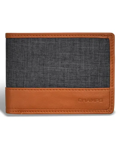 CHAMPS MEN'S DENIM COLLECTION LEATHER CENTER WING WALLET