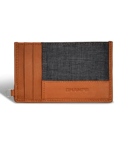 Champs Men's Denim Collection Leather Slim Cardholder In Black