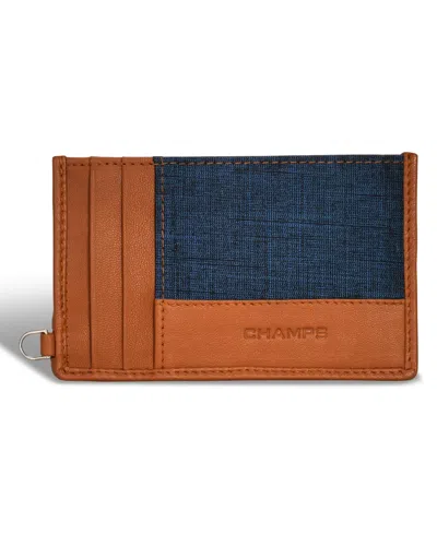 Champs Men's Denim Collection Leather Slim Cardholder In Blue