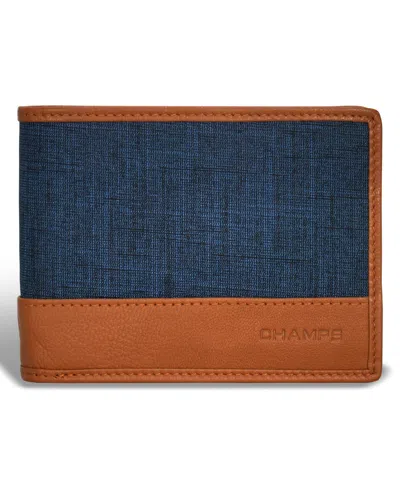 Champs Men's Denim Collection Leather Top Wing Wallet In Blue