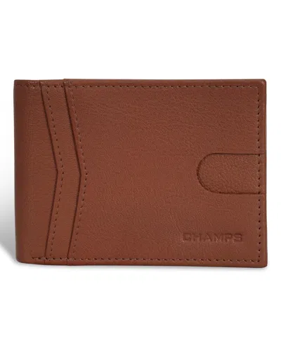 Champs Men's Onyx Collection Leather Access Top Wing Wallet In Brown