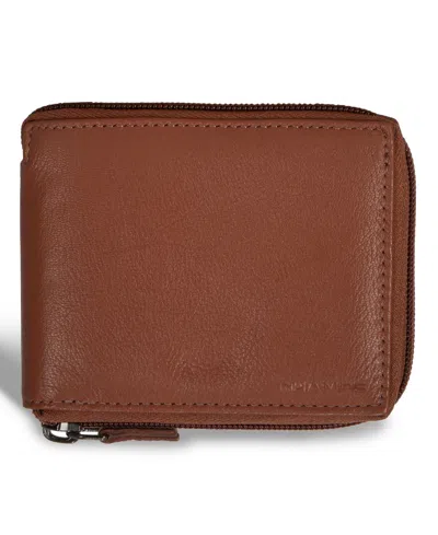 Champs Men's Onyx Collection Leather Zip Around Wallet In Brown