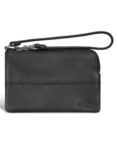 Champs Onyx Collection 6" Leather Wristlet In Black