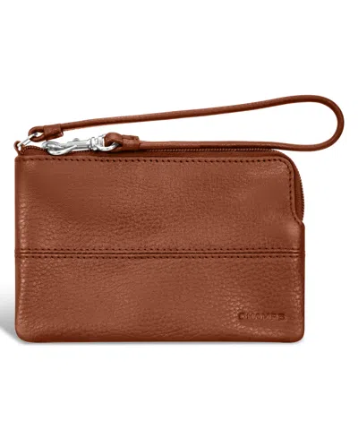 Champs Onyx Collection 6" Leather Wristlet In Brown
