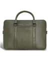 Champs Onyx Collection Leather Slim Briefcase In Khaki