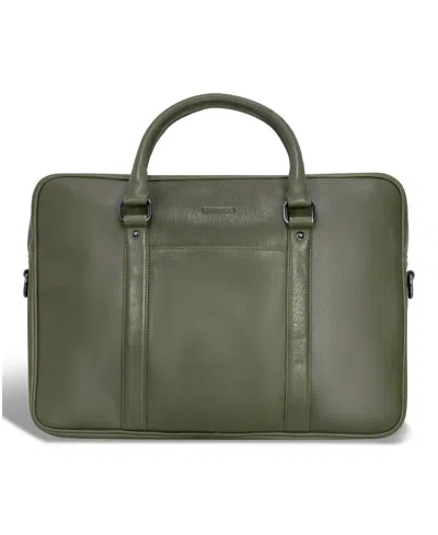 Champs Onyx Collection Leather Slim Briefcase In Khaki