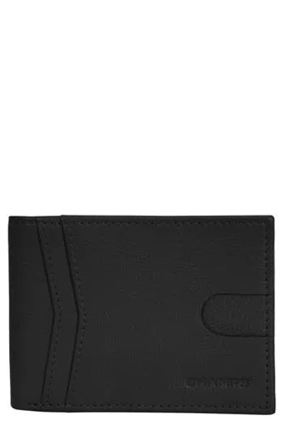 Champs Onyx Id Flap Leather Bifold Wallet In Black