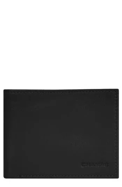 Champs Onyx Id Flap Leather Bifold Wallet In Black