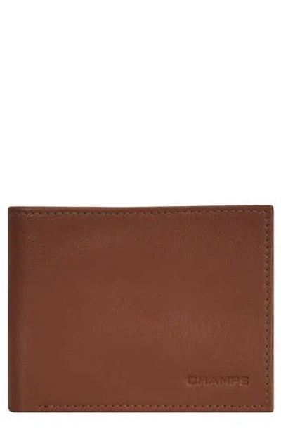 Champs Onyx Id Flap Leather Bifold Wallet In Brown