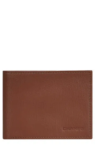 Champs Onyx Id Flap Leather Bifold Wallet In Brown