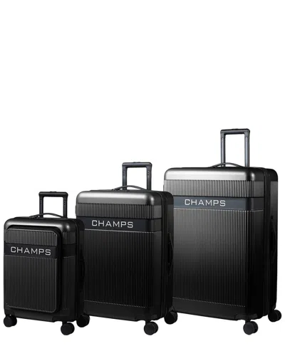 Champs Onyx Ii 3pc Expandable Luggage Set In Black